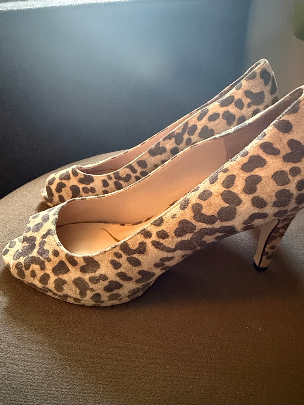 Cole Haan Drado Leopard Print Peep-Toe Heel Womens 8 Leather Work Fall - Picture 6 of 11